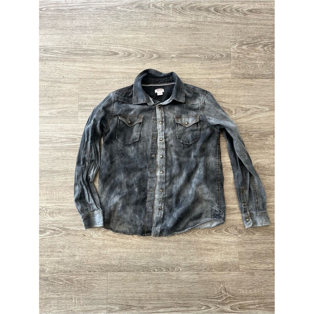 Mossimo Supply Co Girls Large 12/14 Black Acid Wash Denim Snap Button Shirt